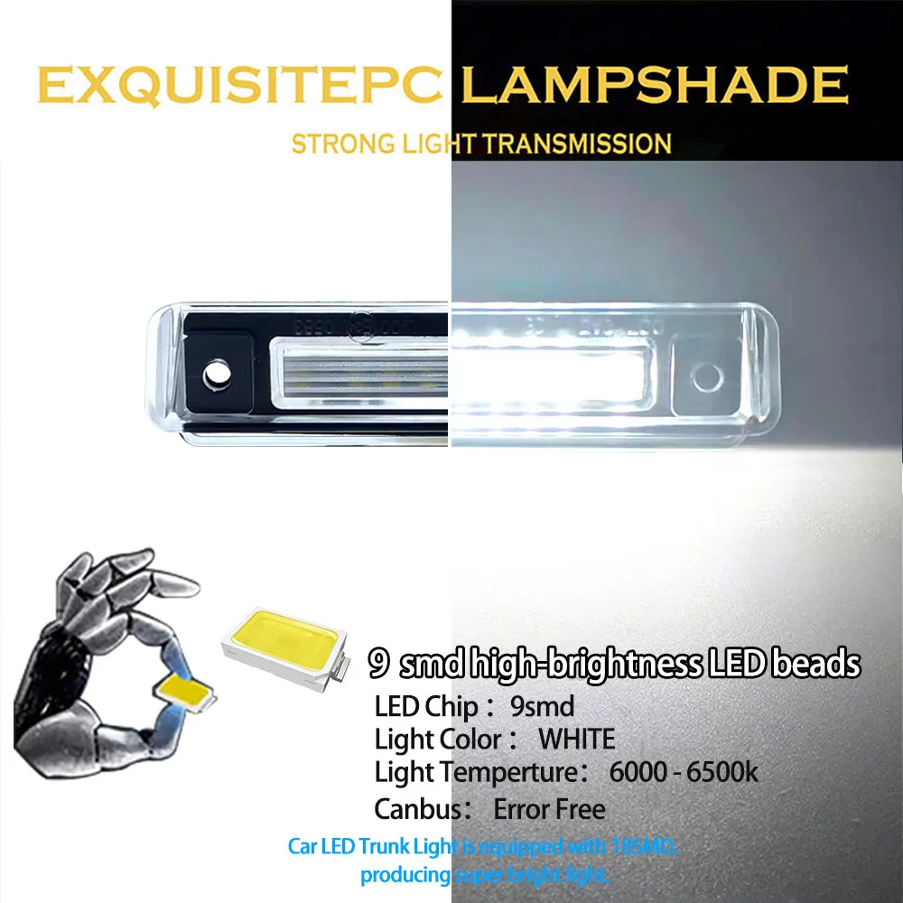 2x Car LED Number License Plate Light For BENZ 124 Estate T-Model S124 E-CLASS Estate T-Model S124 SL Convertible Roadster R129