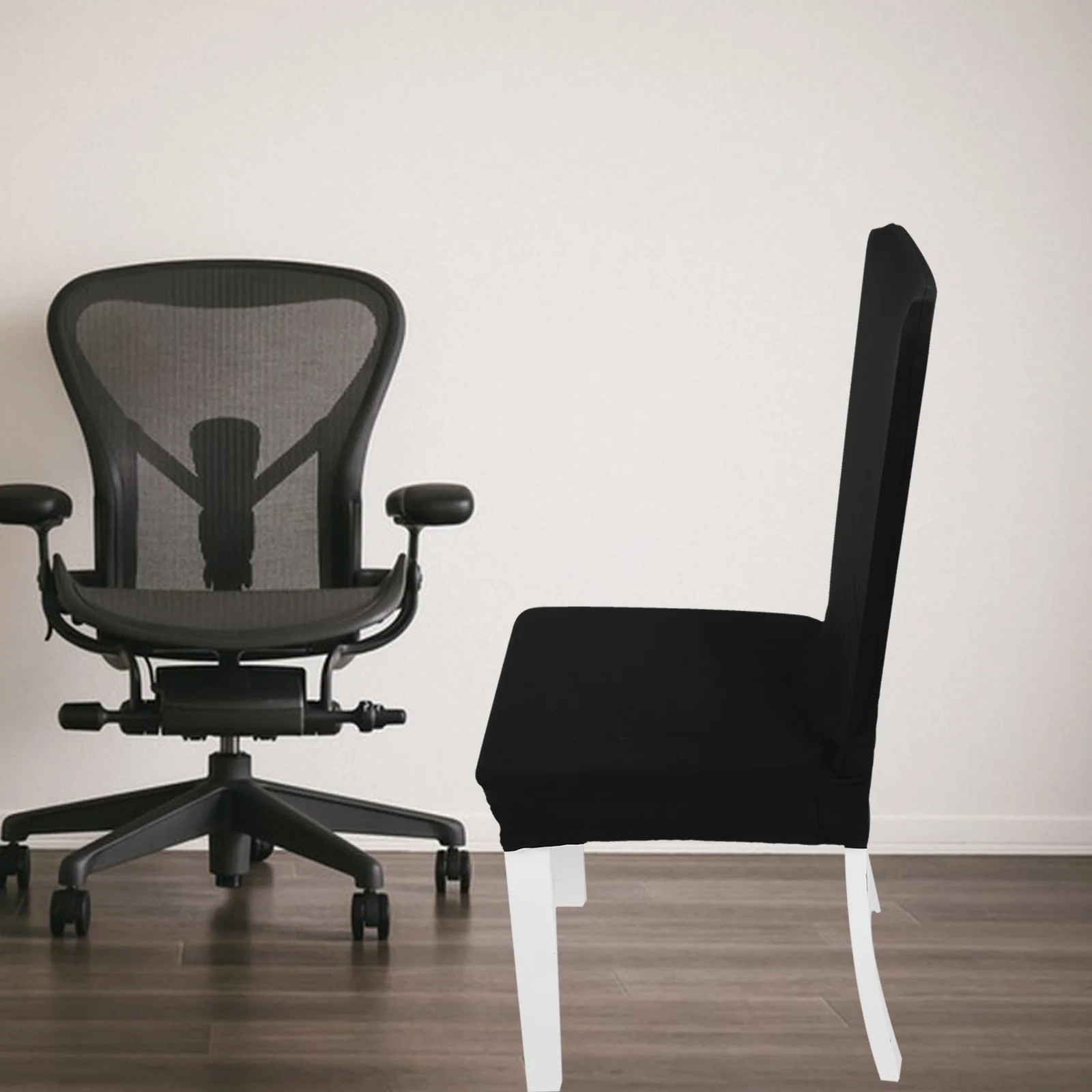 

Rotating Armchair Slipcover Removable Stretch Computer Office Chair Cover Protector Small Size Black Soft Elastic Fabric Office