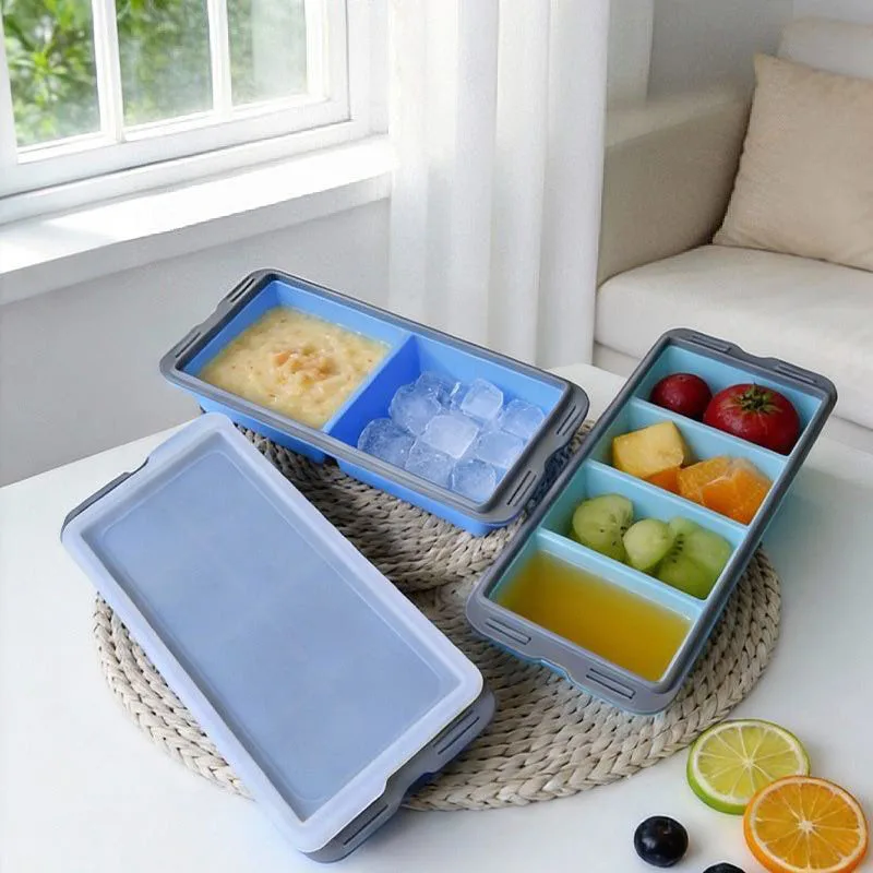

Multi-size Silicone Molds Ice Cube Tray Maker Easy To Demould Ice Mould Freezer Mold Food Storage Containers with Lids