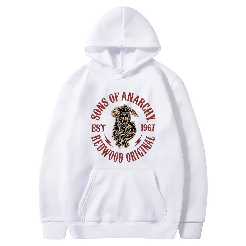 Womnen Fleece Cotton Hoodie Sons of Anarchy SAMCRO Double Sided Print Hoodie Sweatshirt Womnen Fashion Brand Design Pullover