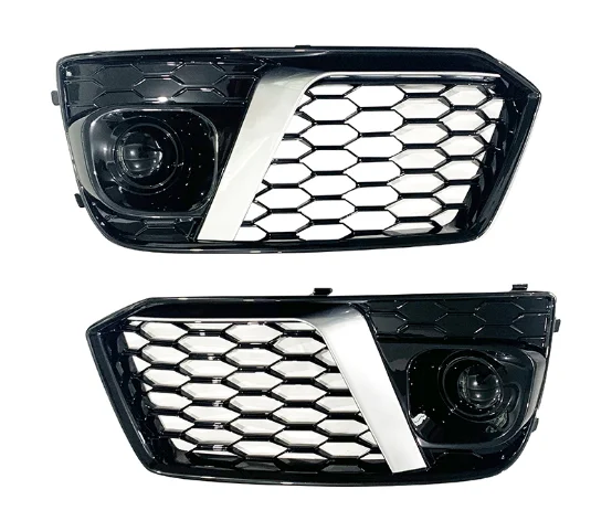 RSQ5 style fog grill for Audi Q5 SQ5 2018+ ABS glossy black car fog honeycomb mesh grille