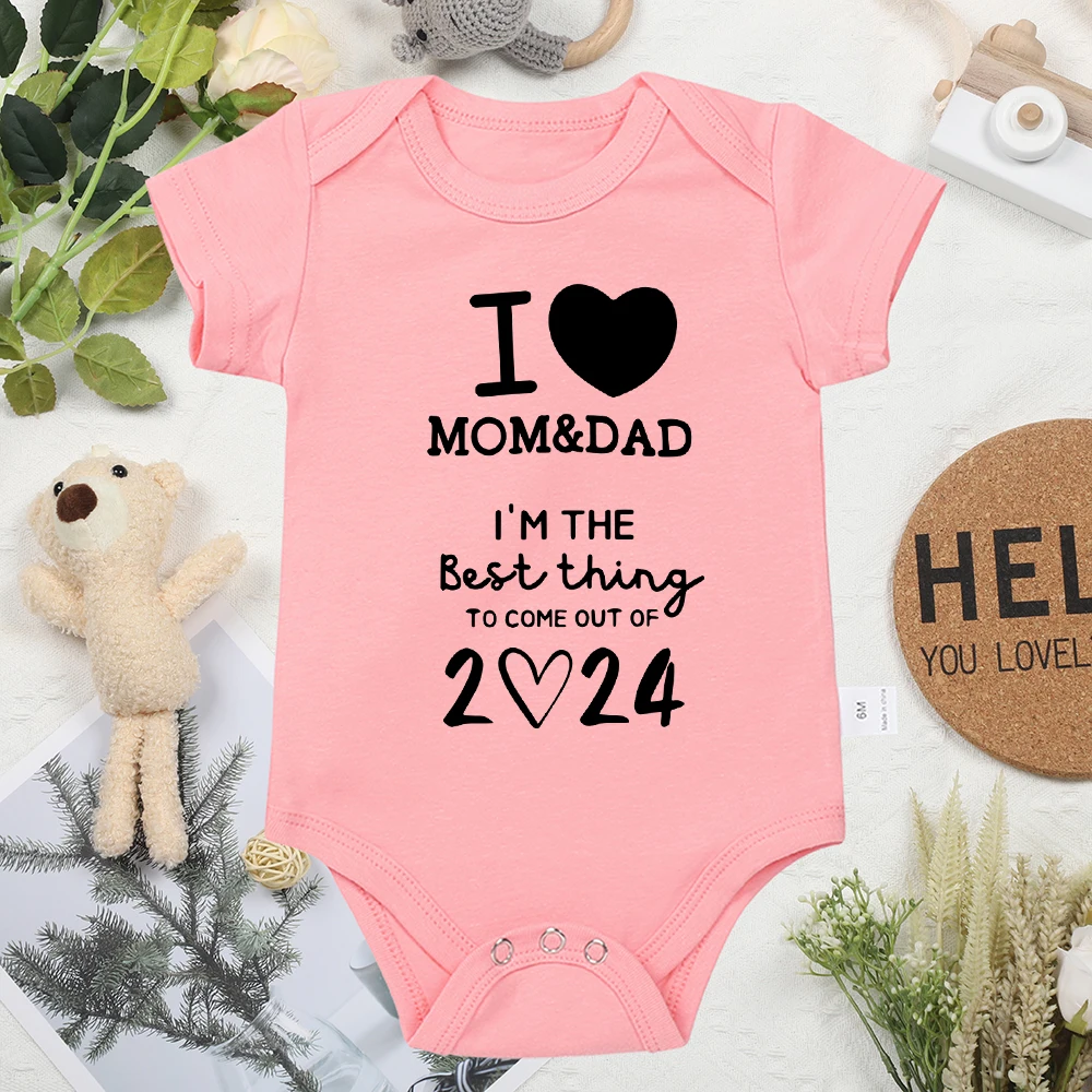 I LOVE MOM&DAD 2024 Baby Boy Girl Clothes Cozy Infant Outfits Surprise Gift Pregnancy Announcement Newborn Oneses Cotton Romper