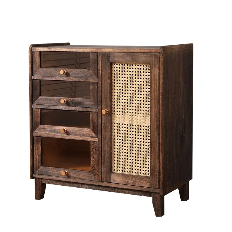 All solid wood tea cabinet living room dining side cabinet retro cabinet