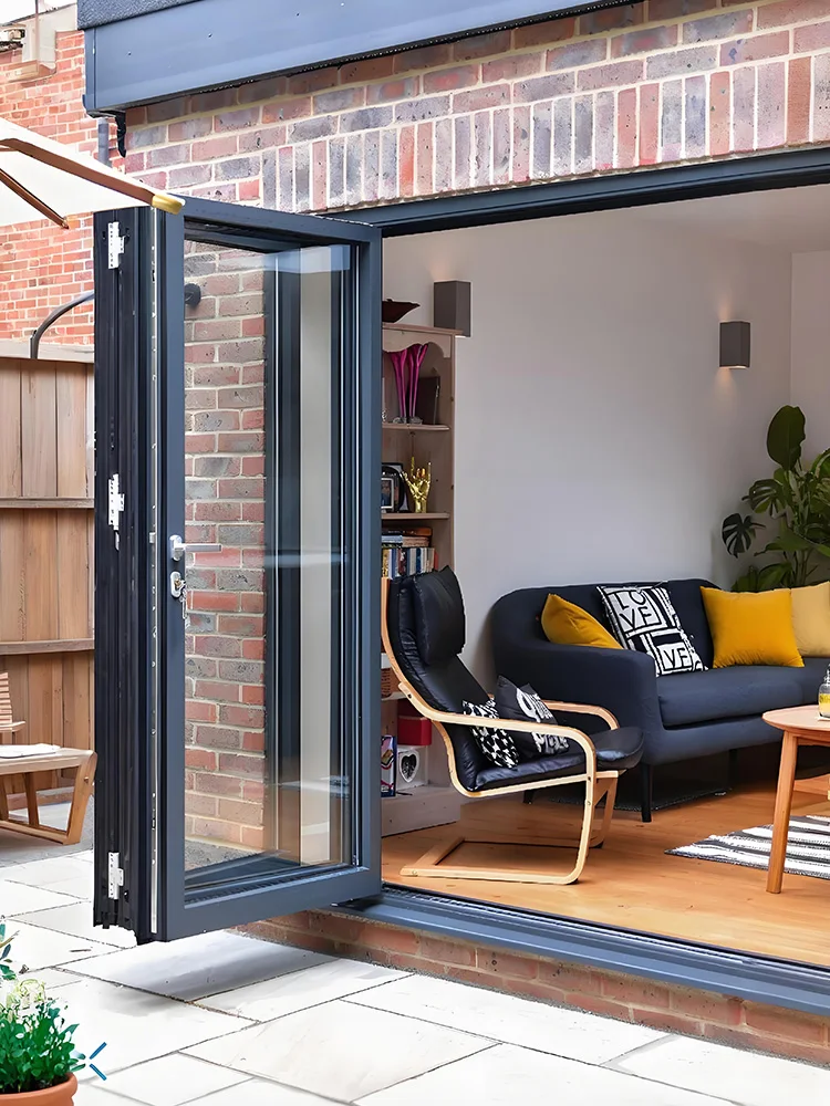 Folding Door Exterior Interior Accordion Entry Sliding Bi Fold Doors Aluminum Double Glaszed For Garden Home Decor Custom
