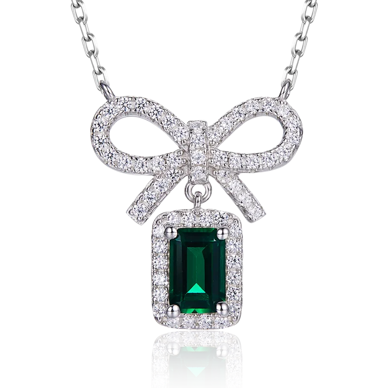 

P2020420 Серебряное ожерелье S925 изумрудного драгоценного камня овальной формы с позолотой 0,5 карата