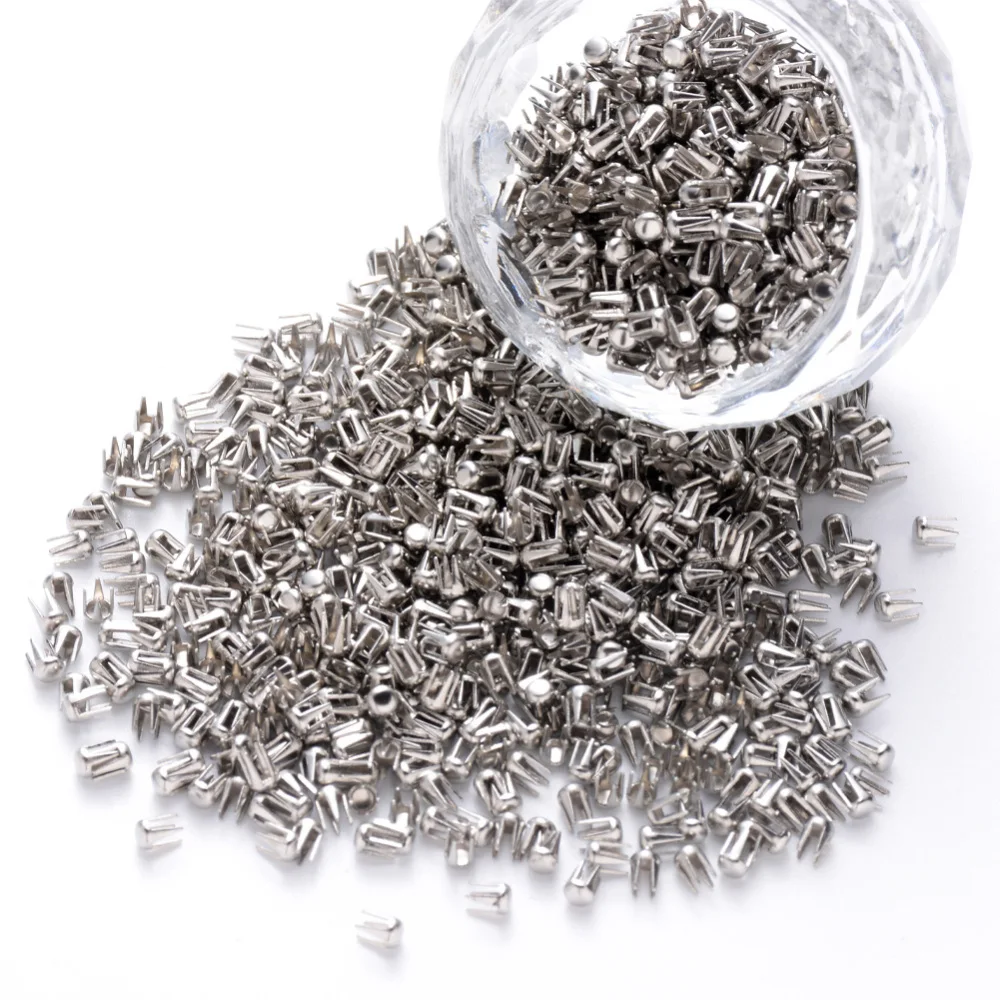 Steel Four Claw Nail for Beading Machine Stainless Steel Color 3x2mm about 1800pcs/40g