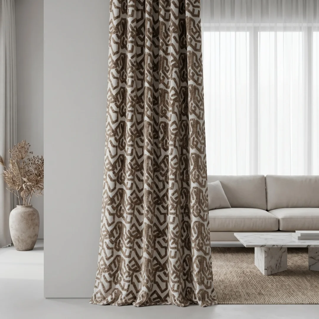Simple, light and luxurious, abstract jacquard texture curtain, shading window screen curtain in living room