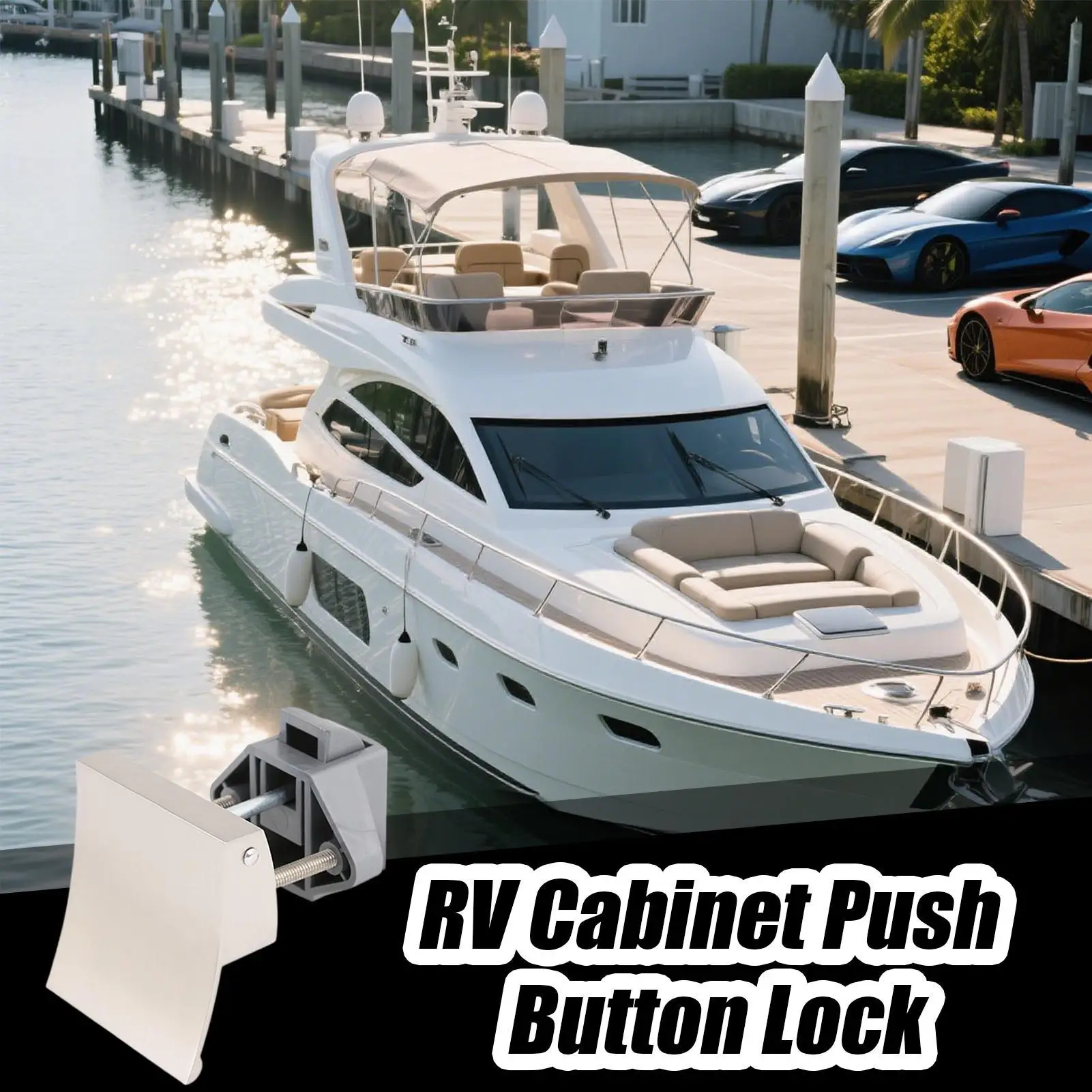 Push Button Latch Marine Kitchen Drawer Lock Keyless Kitchen Cupboard Lock For Yacht Cabinets Marine Furniture RV Use