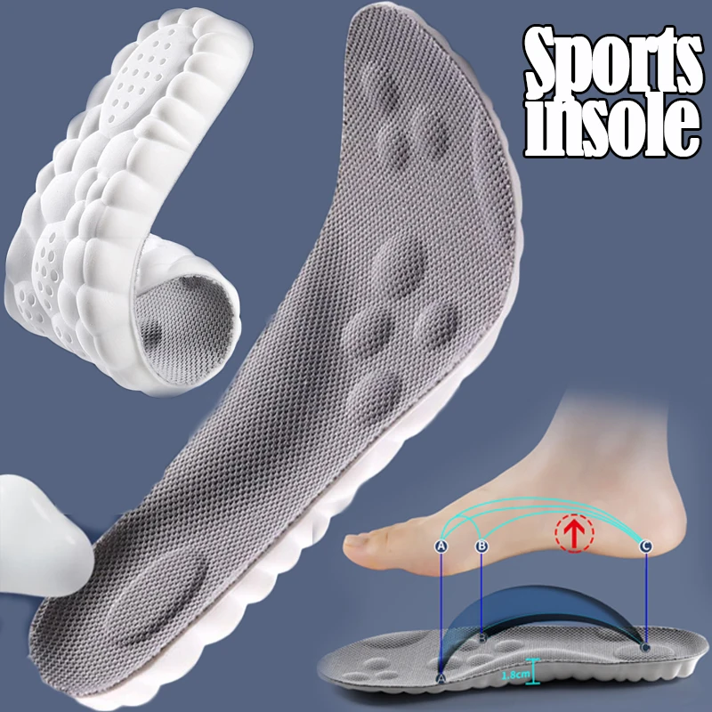 

Sports Shock Absorption Insoles Unisex 4D Massage Foot Arch Support Rock Climb Running Shoes Insole Orthopedic Elasticity Insole