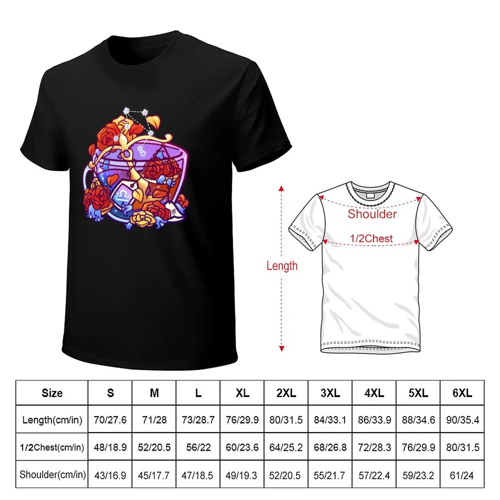 Libra Zodiac Teacup T-Shirt Stain Resistant Casual Tee