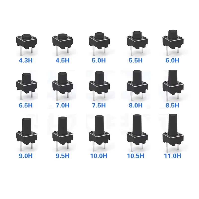 Tact Push Button Switch 12V Copper 2PIN DIP2 SMD Micro Switch 6X6X5 4.3 5 5.5 6 7 8 9 10 11 12 13 15MM TV Toys Home Use Button