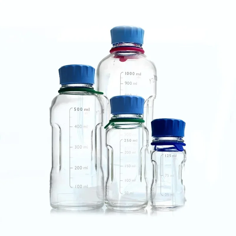 Deutsche Schott Duran YOUTILITY Serumflasche GL45, 125/250/500/1000 ml, Laborreagenzwasser-Glasflasche mit blauem Verschluss