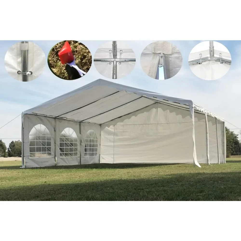 Heavy Duty Upgraded Galvanized Gazebo Wedding Tent Canopy Big Tents Carport Outdoor Event Shelter,20'x20' PE Party Tent Gazebos