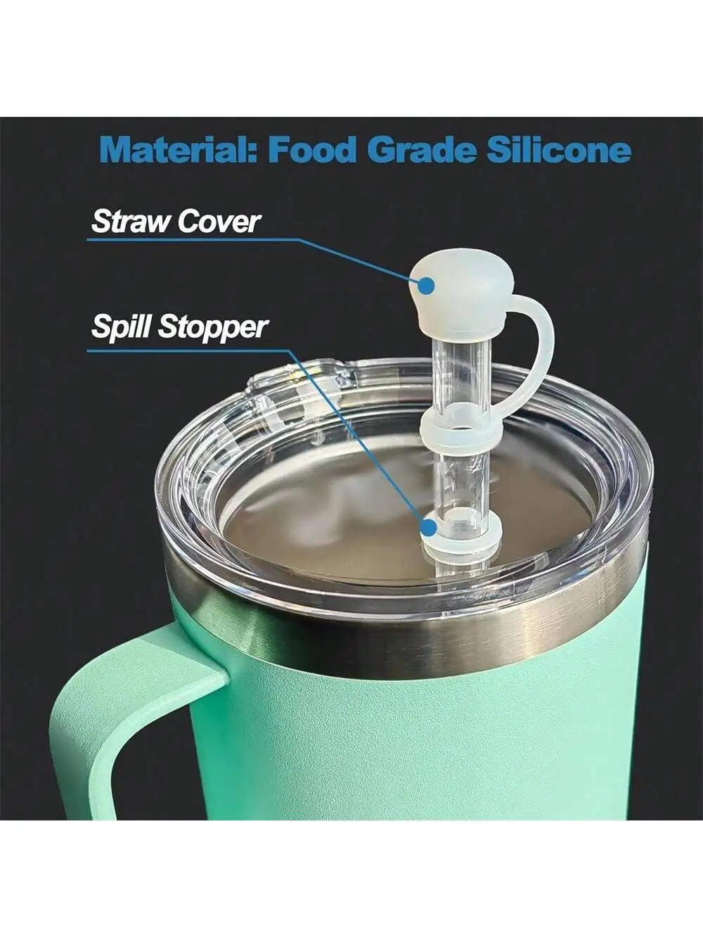 4pcs/set silicone spill proof plugs is compatible with YETI straw cups, and the mug accessories include 2 straw lid covers