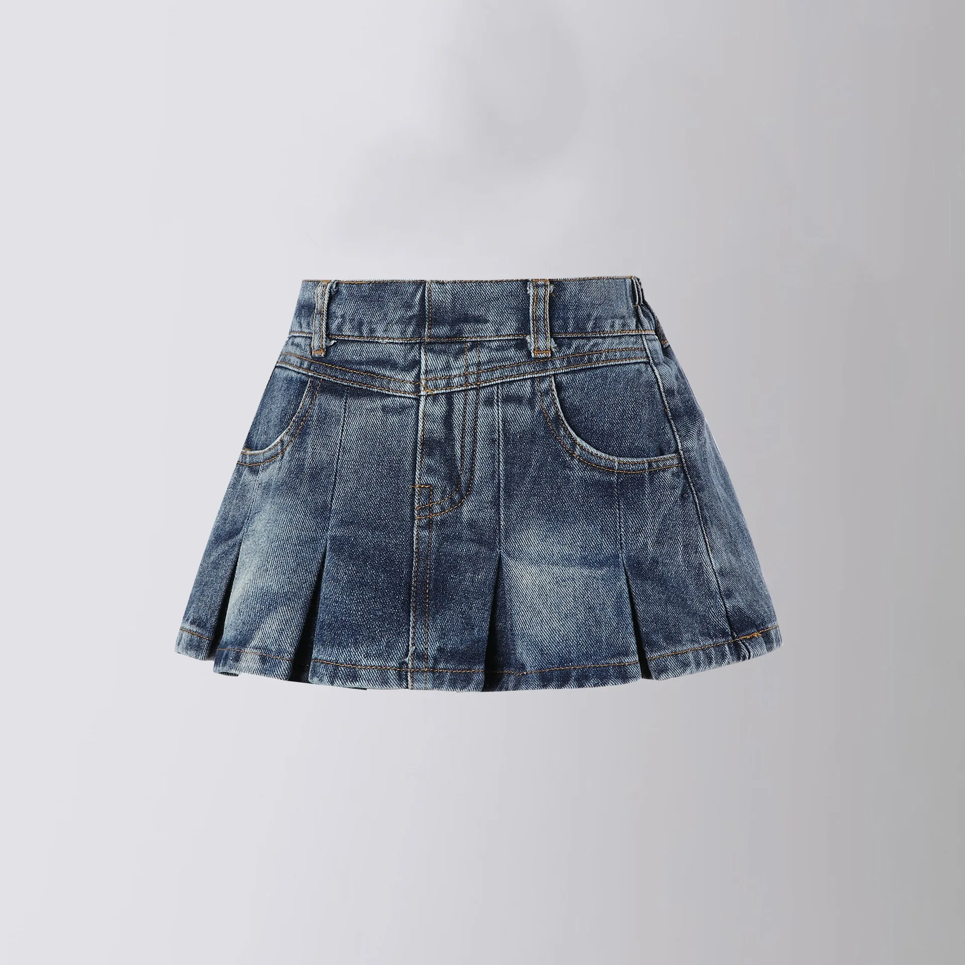 

Girls' Fashion Denim Skirt - Retro High Waist A-Line Mini Skirt 2025 New Summer Casual School Style 2-12years Kids Short Skirt