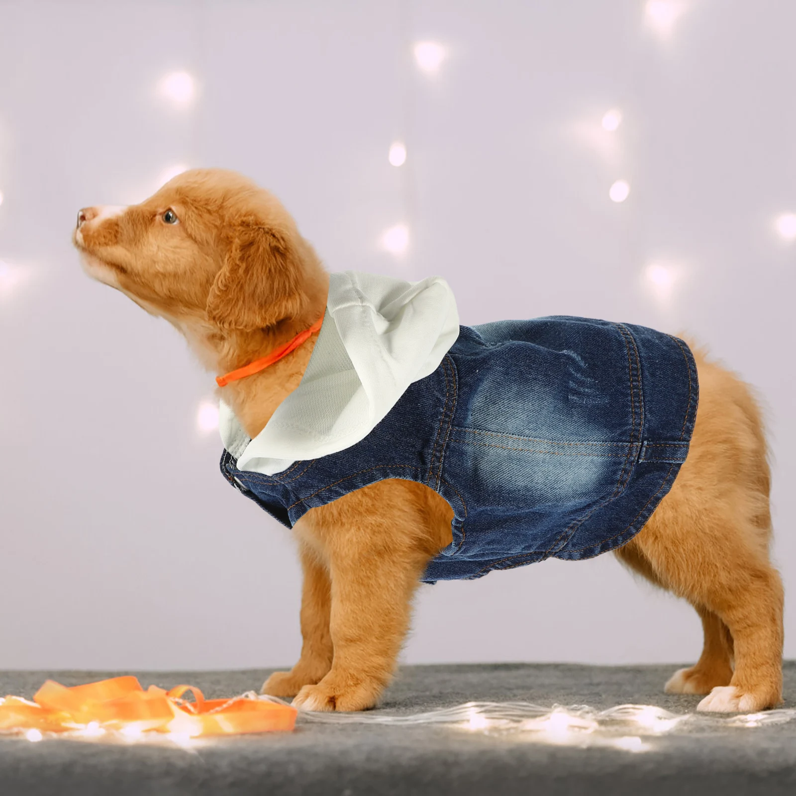 

Vest Denim Dog Apparel For Spring Summer Autumn Winter Retro Jeans Style Lapel Collar Button Closure Small Pet Clothes For