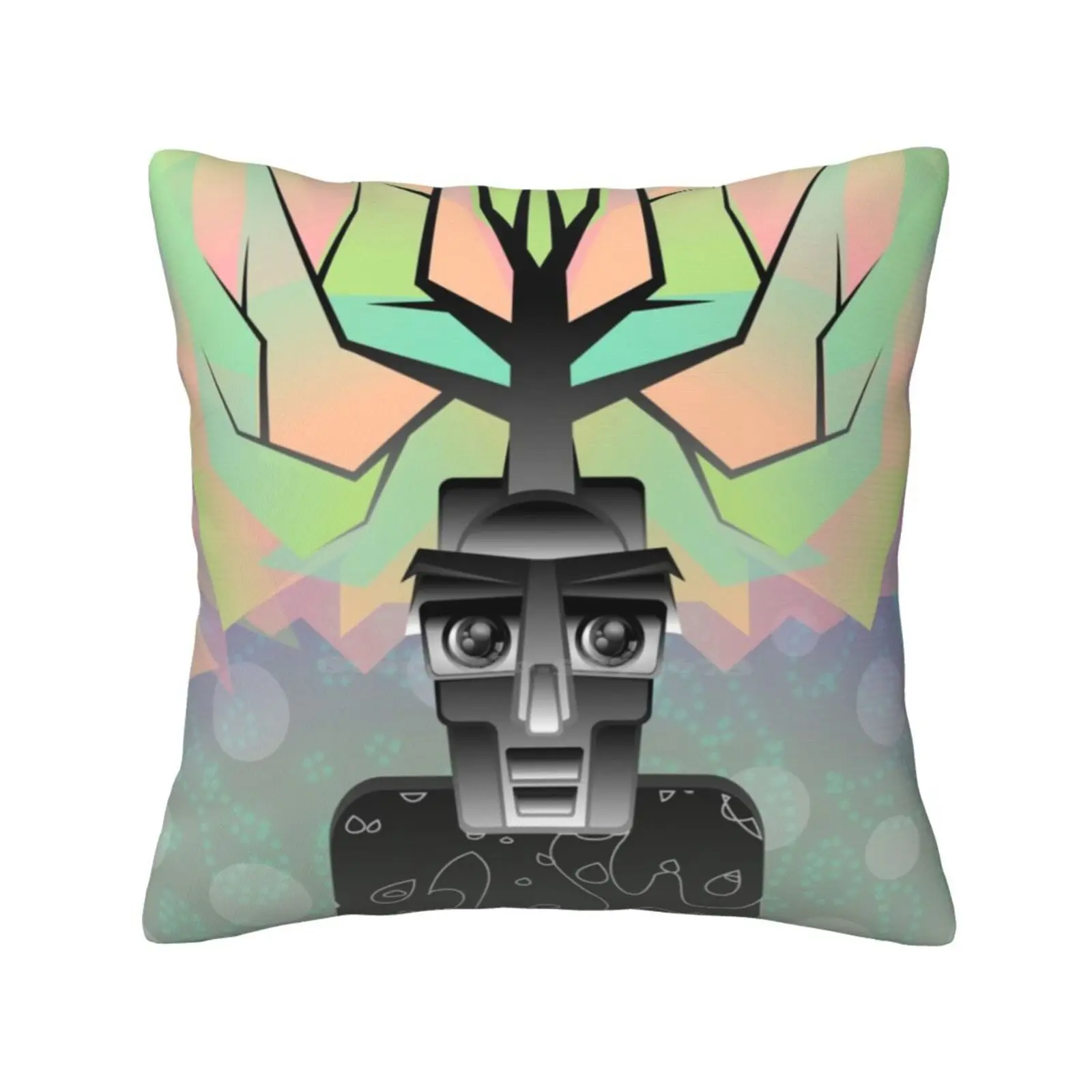 Bush Guardians Throw Cushion Pillow Cover Bush Guardians Natives Tribesmen Tribal Pastel Culture Aborigine Spirits Spiritual