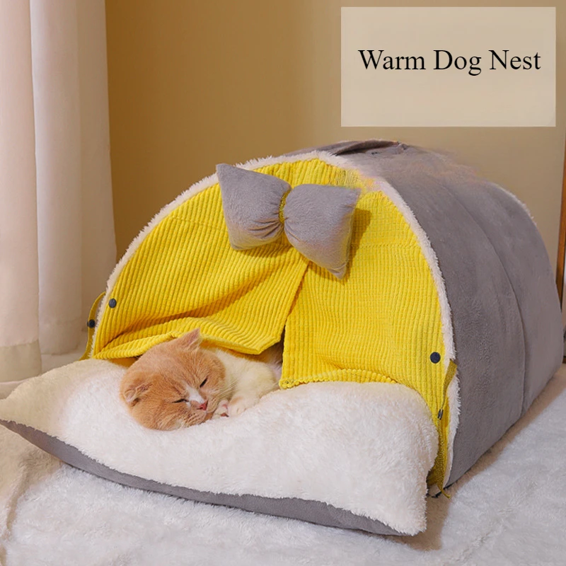 Soft and Cute Cat Nest Closed Warm Pet Nest Comfortable Cat/Dog Tent Suitable for Small Medium Sized Cats Accessories Supplies