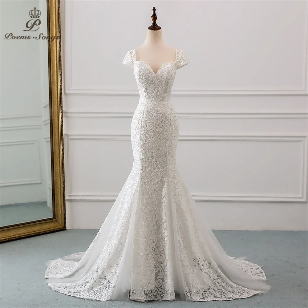 

Customized Floral Lace Bridal Gown with Back Lacing wedding dress robe mariage Vestido de noiva Mermaid dresses robe de mariee