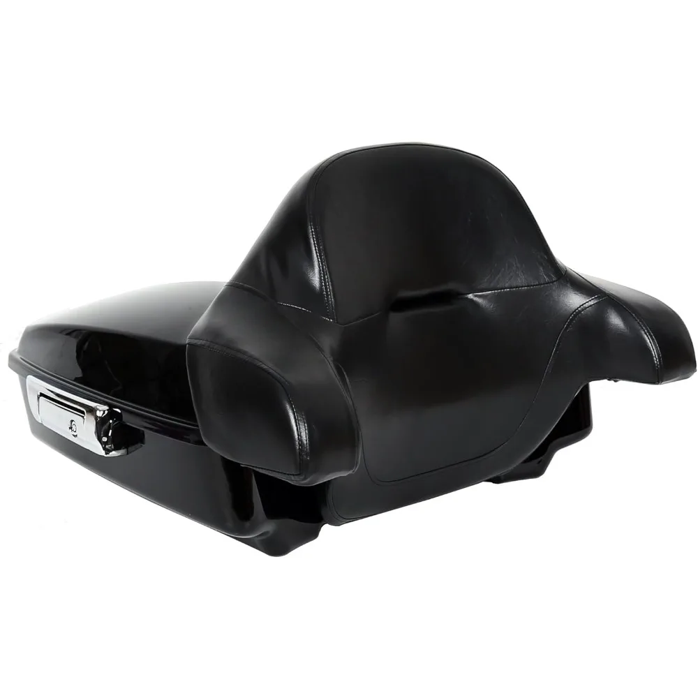 

chopped motorcycle storage trunk w/wrap-around backrest compatible with harley touring 2014-2024 road king road glide street gl