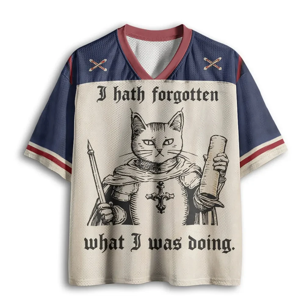2026 Gothic Fun Cat Forgot What To Do T‑Shirt V‑Neck Quick‑Dry Unisex Loose Plus Size Casual Streetwear Short Sleeve Tee