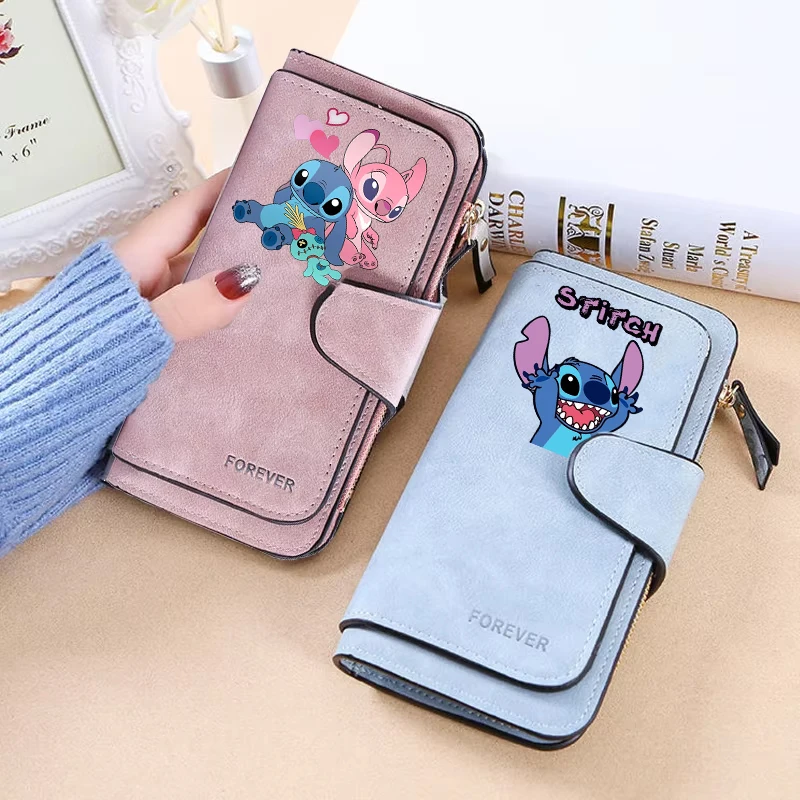 Stitch Cute Wallet Women Disney Anime Coin Purse Girls Travel ID Card Holder Bags Three Fold Fashion Pocketbook Billfold Gift