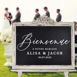 Panneau Bienvenue Pour Mariage Decals French Welcome Sign Vinyl Sticker Personalized Groom Bride Name Wedding Party Decal Decor