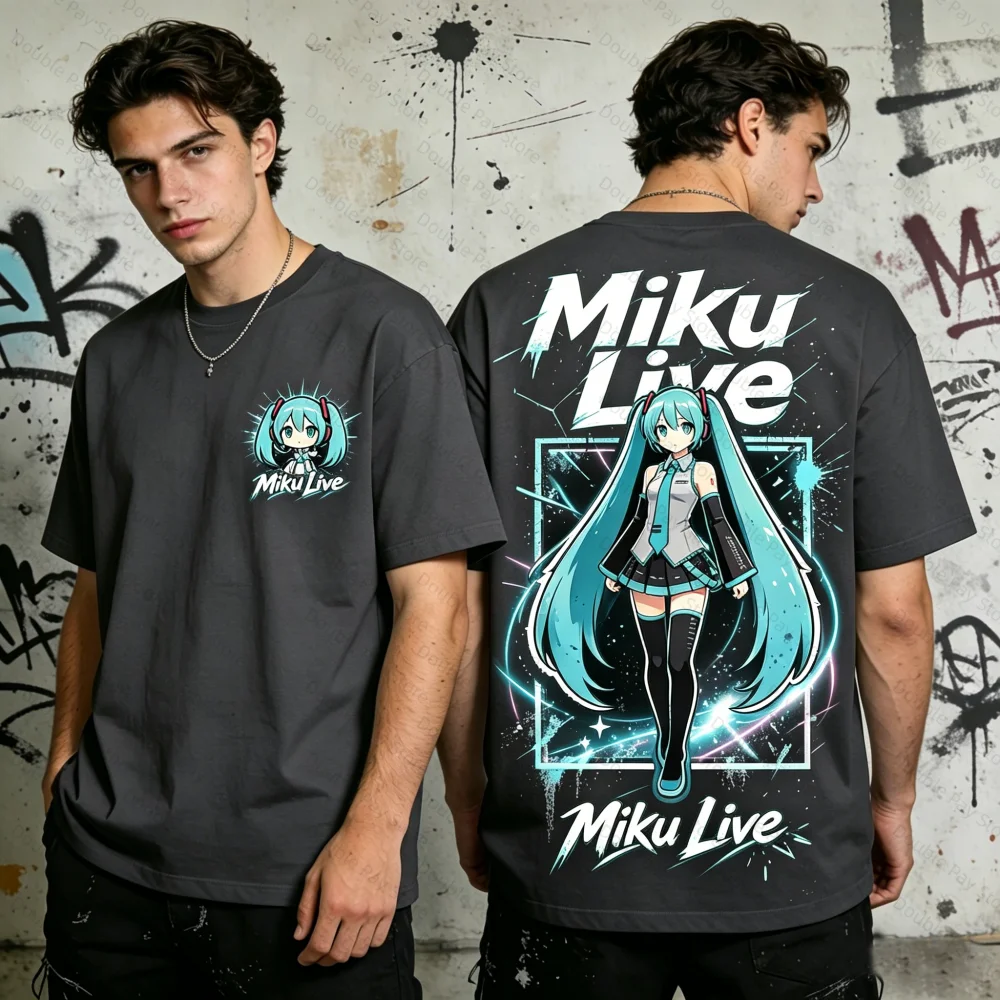 

Men's Shirt Hatsune Miku Live Graphic T-shirt Casual Short Sleeve Anime Tee Streetwear O-neck Loose Fit Tops for Kids Tshirt