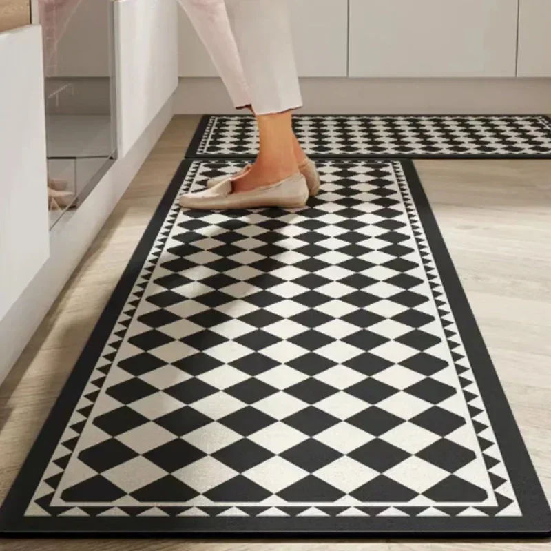 VIKAMA 1/2PCS Kitchen Oil-Resistant Floor Mat Bathroom Absorbent Quick-Drying Carpet Anti-Slip Doormat for Home Decoration