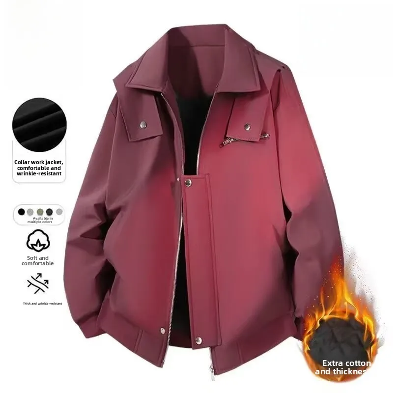 

2025 New Men's Thiened Winter Cotton Jaet Warm Baseball Sle Pilot Coat Casual Loose Fit Waterproof Long Sve Zipper