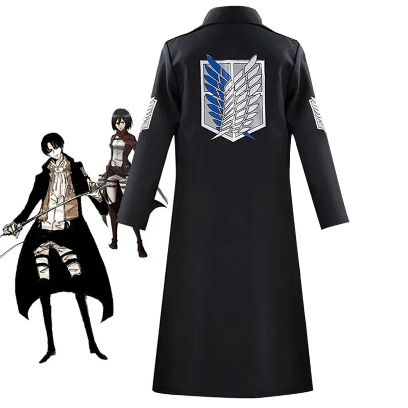 Аниме Атака Титанов Косплей Плащ Пальто Shingeki no Kyojin Rivaille Mikasa Eren Куртка Длинный Тренч Костюмы на Хэллоуин klge