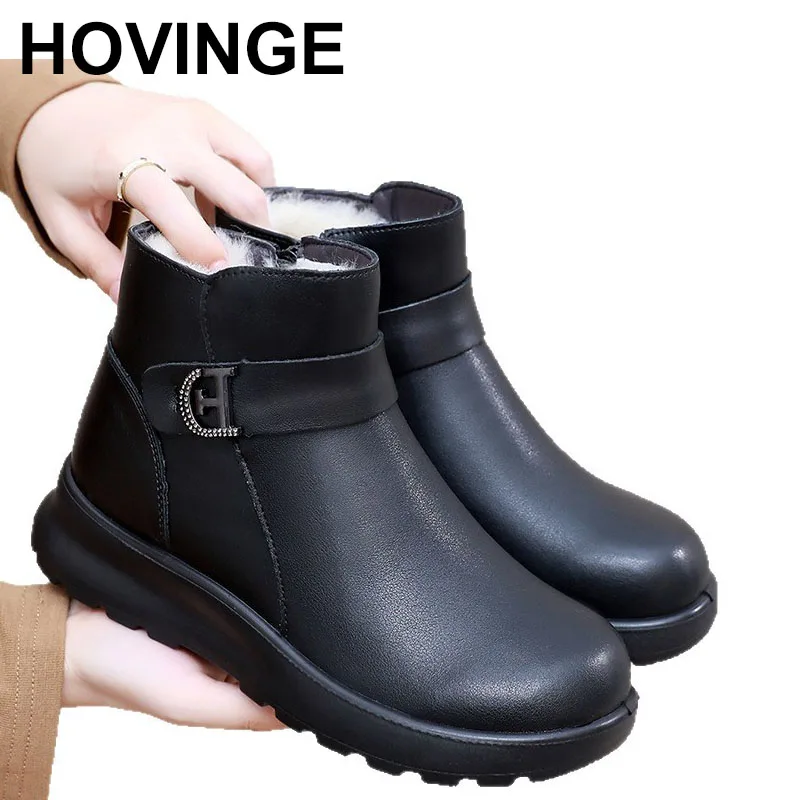 

Snow boots for middle-aged and elderly mothers made of wool with soft soles and velcro fasteners