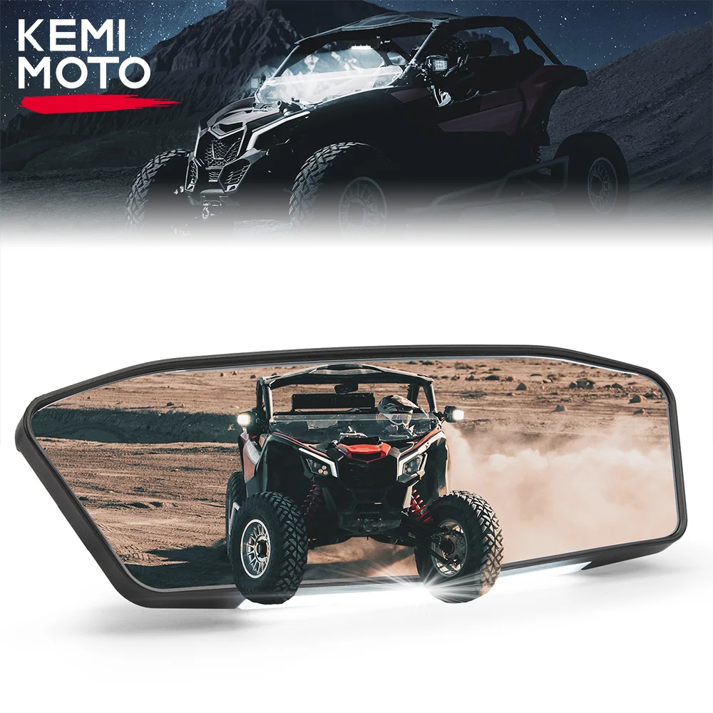 

KEMIMOTO Rear View Center Mirror for Can-Am Maverick X3 Max 4x4 RS DS MR XDS XMR XRS XRC Turbo DPS UTV with Lights Rocker Switch