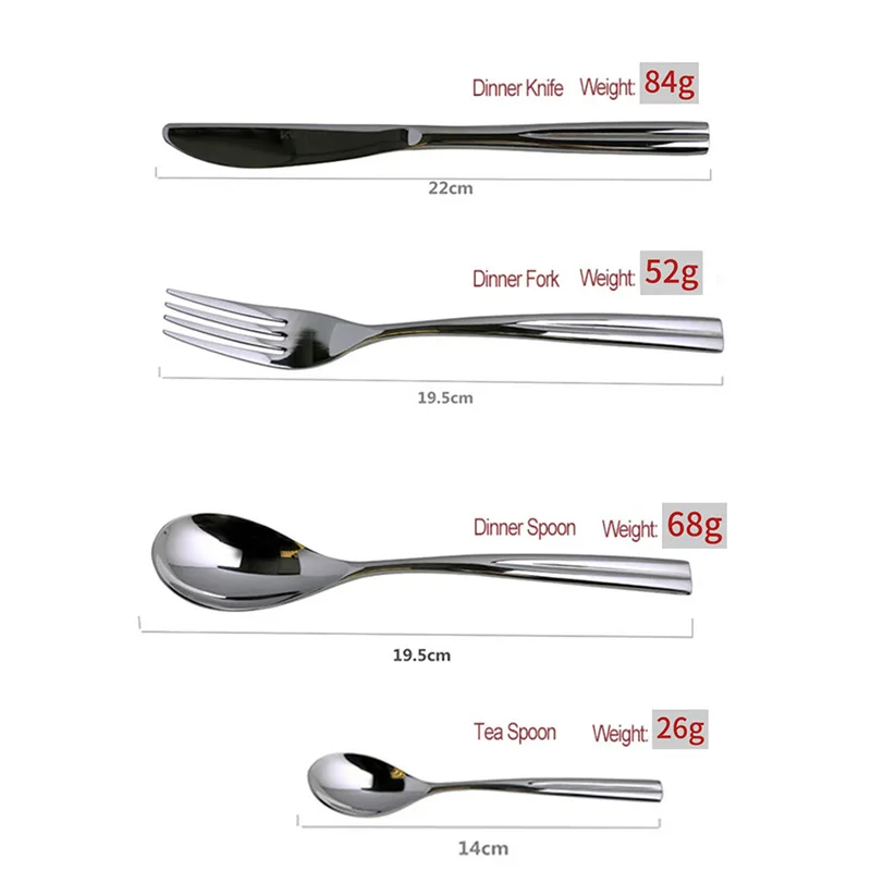 أدوات مائدة غربية من الفولاذ المقاوم للصدأ 304 طقم سكين وشوكة وملعقة أدوات مائدة