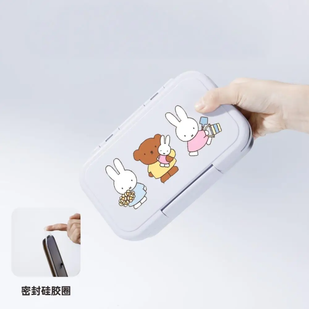 Scomparti in silicone per scatola da pranzo carina Miffy Rabbit Cartoon per la conservazione degli impiegati, la scatola da pranzo portatile sigillata può essere riscaldata