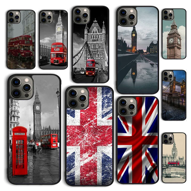 United Kingdom Flag Uk London Bus Phone Case Cover for iPhone 16 15 12 mini 11 13 14 Pro Max SE2020 Apple 6 7 8 Plus Coque