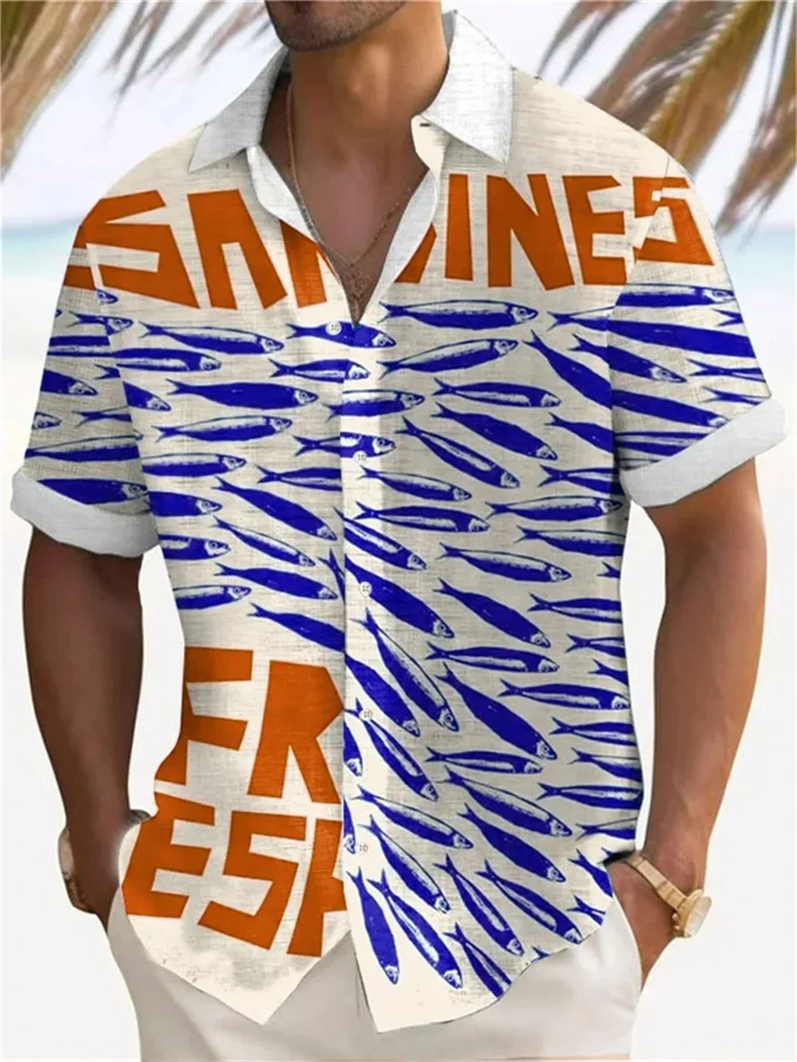 New arrival men's shirt digital printing casual loose cardigan large size short-sleeved lapel shirt Hawaiian shirt men's tops