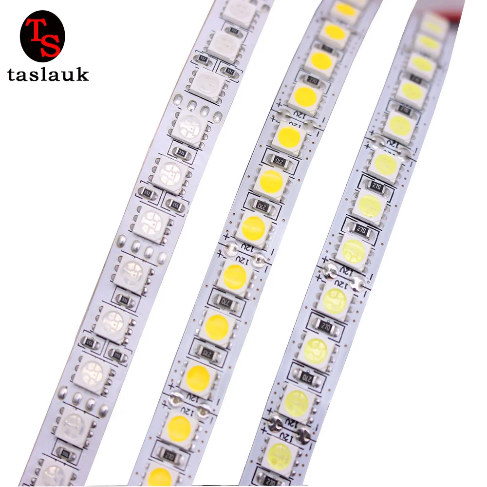 Bande lumineuse LED flexible, 5m, 5050 DC12V 24V, 120 gible/m, éclairage RGBW RGBWW melon al blanc RGB/blanc chaud/blanc 5050