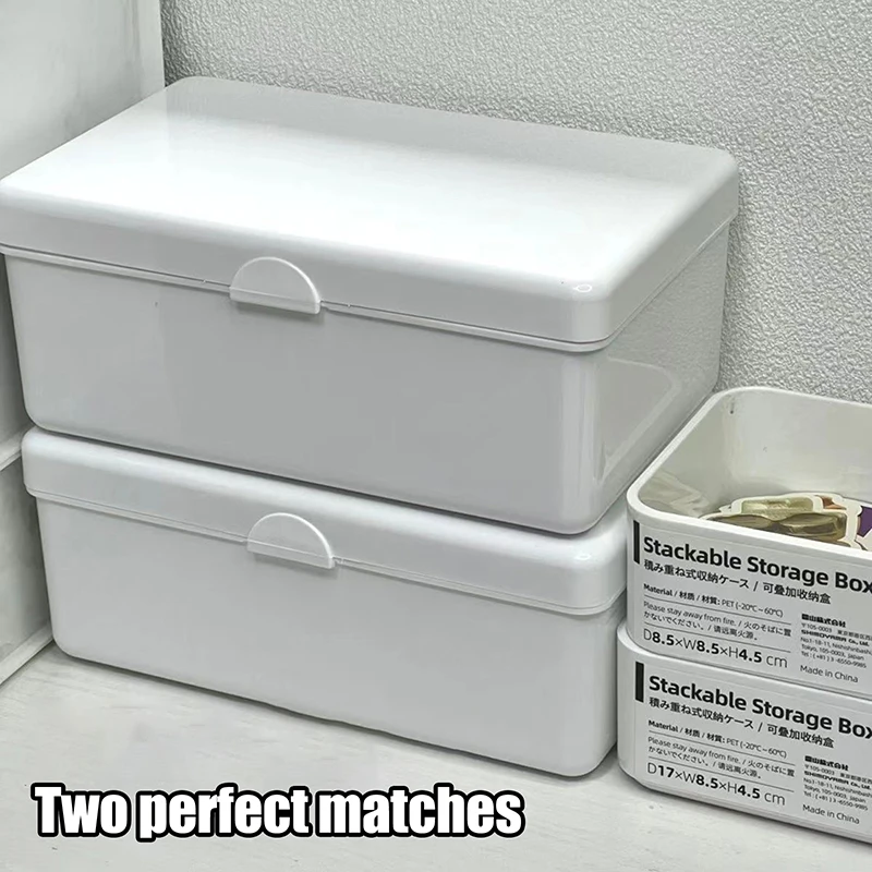 صندوق تخزين أبيض شفاف قابل للطي ، تنظيم منزلي ، حافظة بطاقات ، متفرقات ، أدوات مكتبية ، مكتب ، منظم مقاوم للأتربة