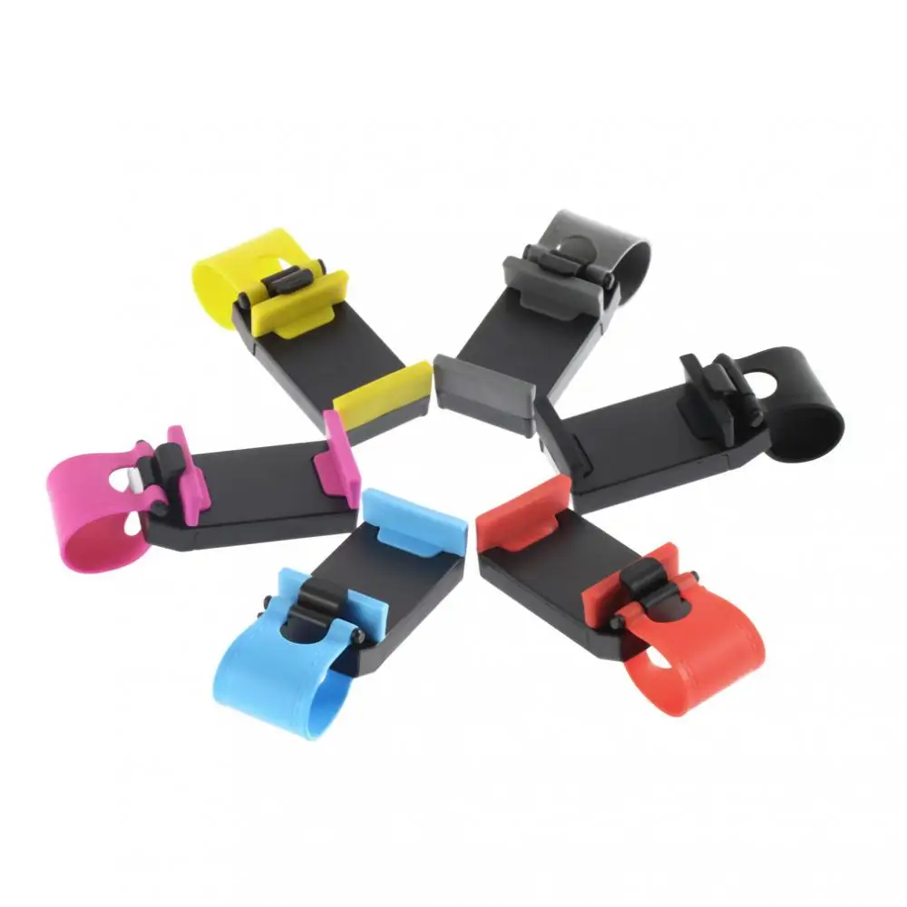 1pcs Universal Car Bracket Car Steering Wheel Phone Holder Clip Stand Elastic Buckle GPS Navigator Mount For