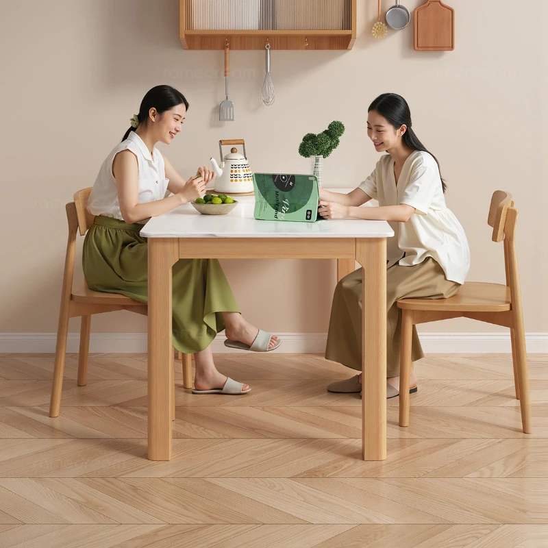 

Dining table household small apartment dining table, all solid wood simple large board table
