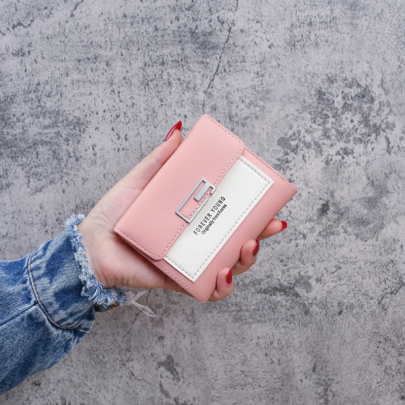 Brieftasche weiblich 2024, neue ultradünne koreanische Version der Geldbörse, Studenten, Mini, süße und schöne kurze Damen-Geldbörse, Außenhandel