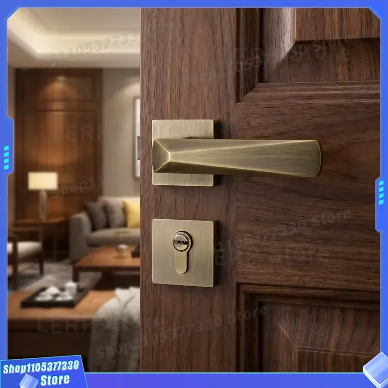 Matte Zinc Alloy Indoor Door Handle Lock Solid Core With Key Easy Install Waterproof Modern Home Security Hardware Accessory