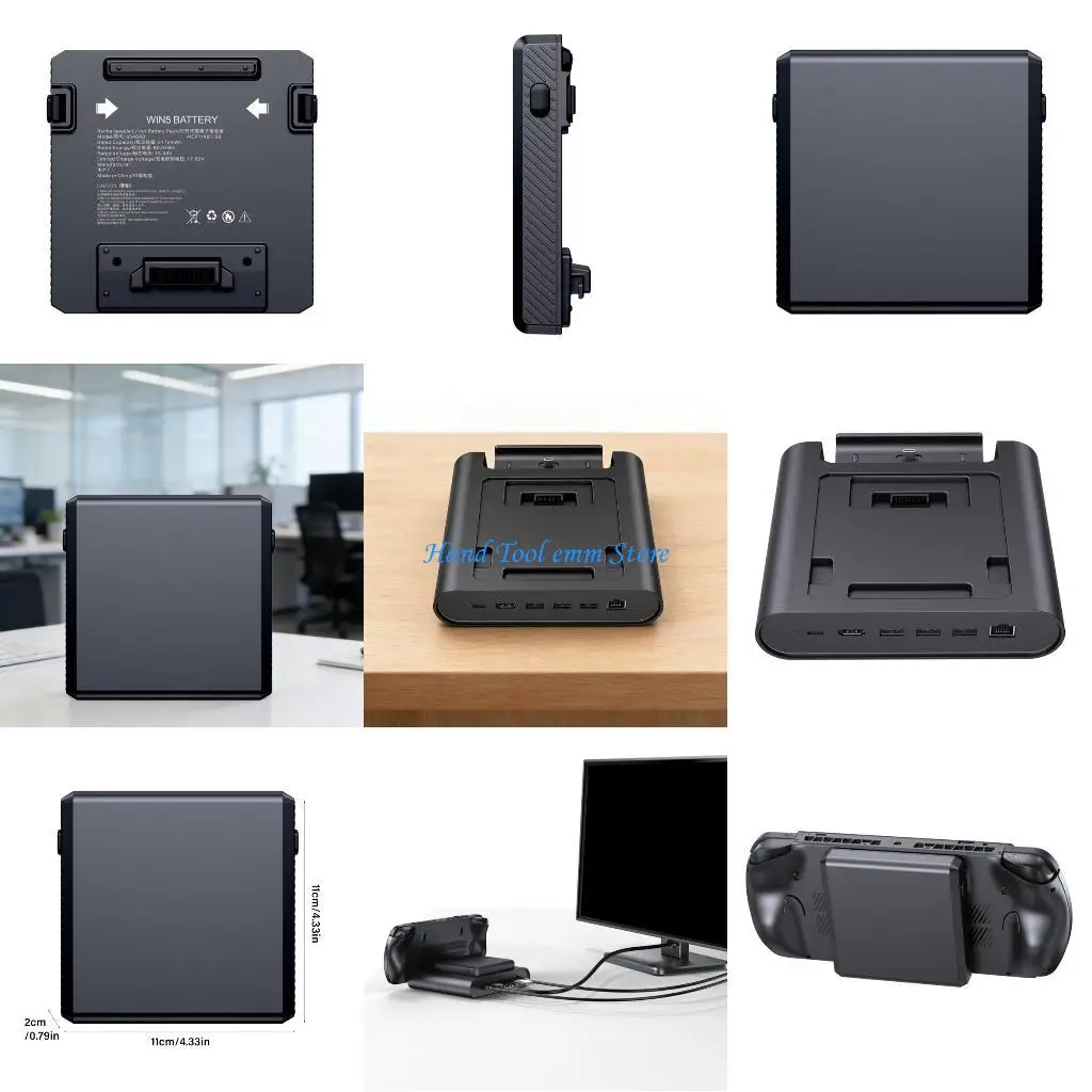 

H37F Multifunctional USB C Docking Station Mounted Battery Expansion Dock For Win5 Game Console Bracket Accessories