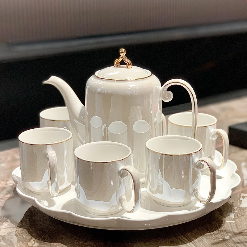 

European Cerc Tea Set Wedding Gift Serving Cup Home Use Cup High-end Tea Pot Court Sle 8-Piece Water Set