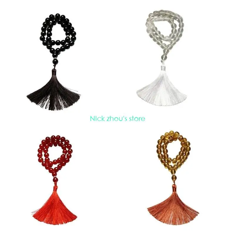 E15E Jewelry Glass Rosary Beads with Traditional Fringe for Church, Home, Outdoor Use Aesthetic Glass Grains Rosary