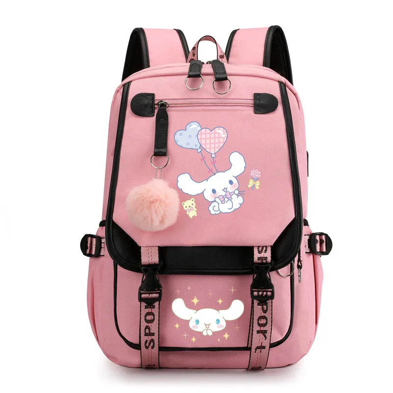 Cinnamoroll Backpack Multi Pocket Canvas Backpack Travel Rucksack Cute Casual Daypack School Bag for Women Student Teens Mochila