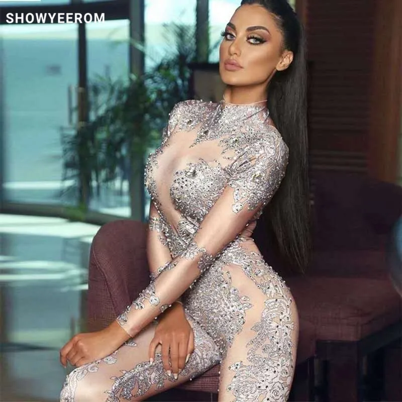 Flashing Silver Rhinestones Spandex Jumpsuit Birthday Celebrate Bar Outfit Women Singer Dance Wear Leggings Outfit tmpt