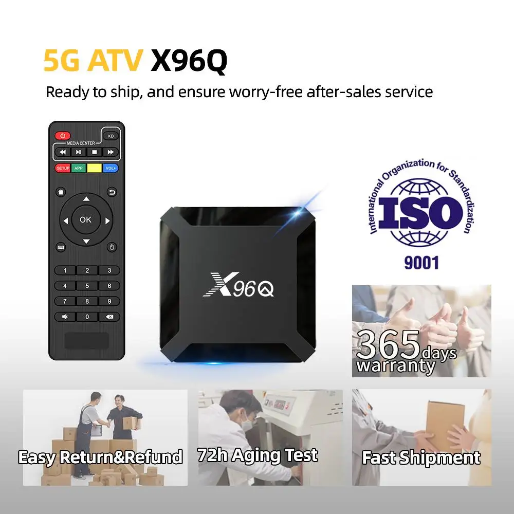 스마트 TV 박스 지지대 블루투스 다국어 스트리밍 미디어 플레이어, 5G 와이파이 ATV X96Q TV 박스, 안드로이드 4K Allwinner H313, 신제품