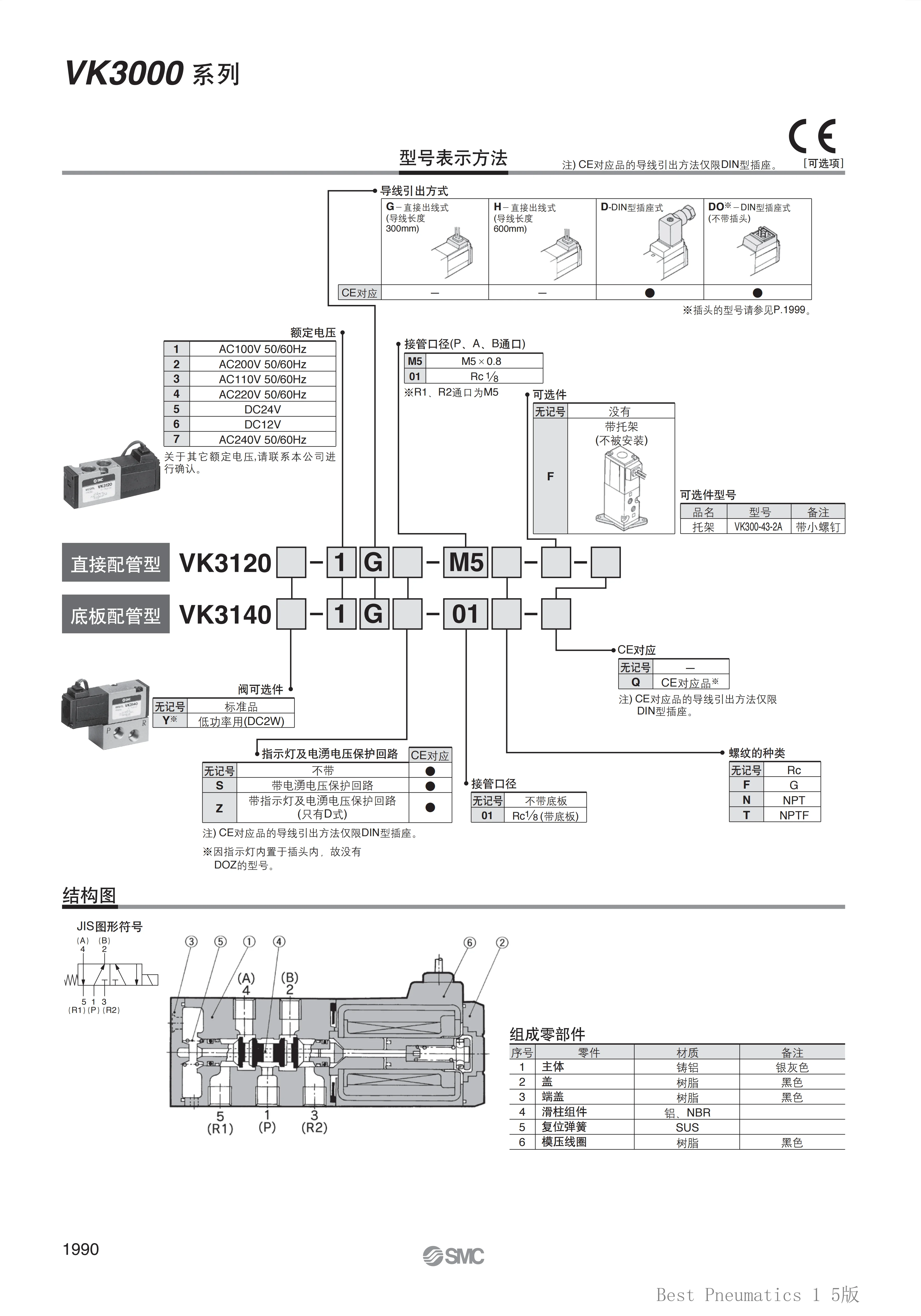 Electromagnetic Valve VK332V/VK332-5G-5D-5DZ-5GS-01-M5-F VK334V/VK3120-Q